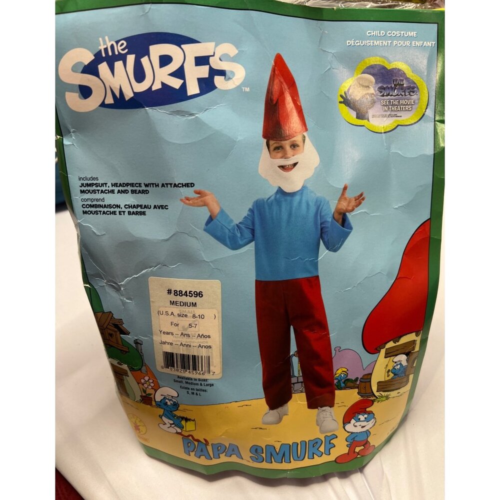 Smurfs Kids Costume Papa Smurf Medium 8-10